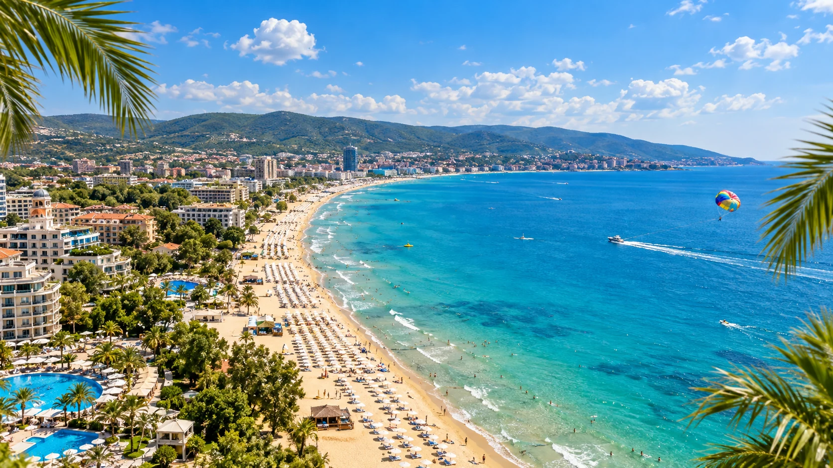 Aerial view of Sunny Beach, Bulgaria